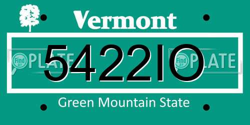 5422IO Vermont License Plate
