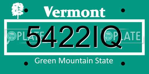 5422IQ Vermont License Plate