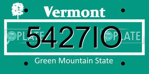 5427IO Vermont License Plate