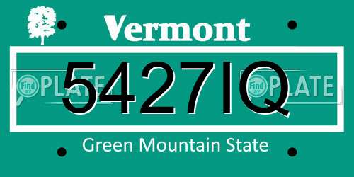 5427IQ Vermont License Plate