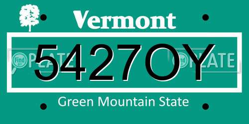 5427OY Vermont License Plate