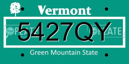 5427QY Vermont License Plate