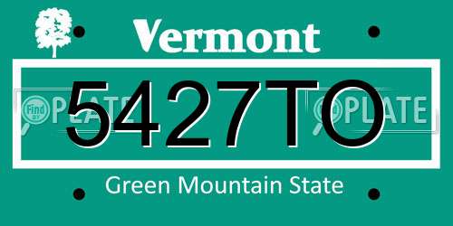 5427TO Vermont License Plate