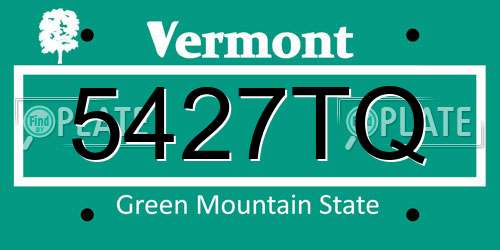 5427TQ Vermont License Plate