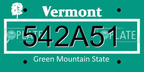 542A51 Vermont License Plate