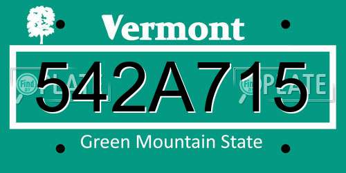 542A715 Vermont License Plate