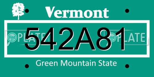 542A81 Vermont License Plate
