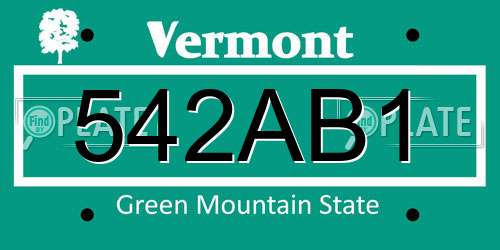 542AB1 Vermont License Plate