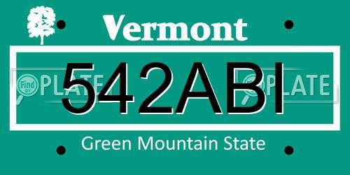 542ABI Vermont License Plate