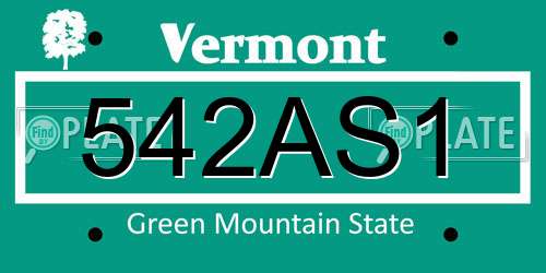 542AS1 Vermont License Plate