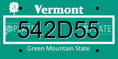 542D55 Vermont License Plate