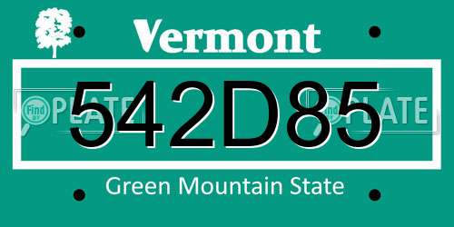 542D85 Vermont License Plate