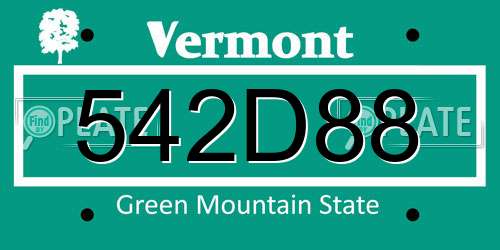 542D88 Vermont License Plate