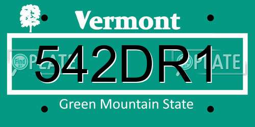542DR1 Vermont License Plate