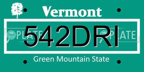 542DRI Vermont License Plate