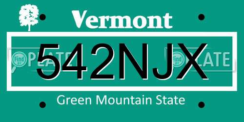 542NJX Vermont License Plate