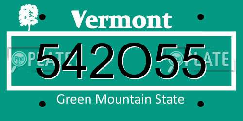 542O55 Vermont License Plate