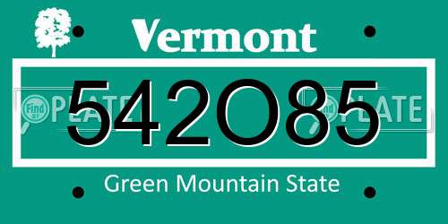 542O85 Vermont License Plate