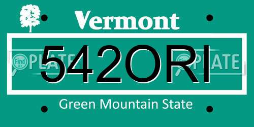542ORI Vermont License Plate