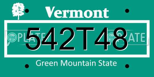 542T48 Vermont License Plate
