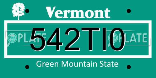 542TI0 Vermont License Plate