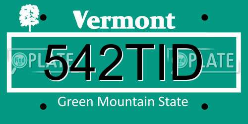 542TID Vermont License Plate
