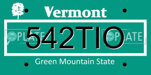 542TIO Vermont License Plate