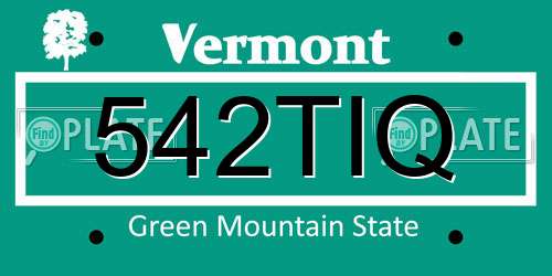 542TIQ Vermont License Plate