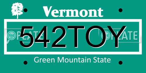 542TOY Vermont License Plate