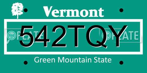 542TQY Vermont License Plate