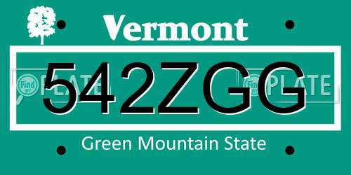 542ZGG Vermont License Plate