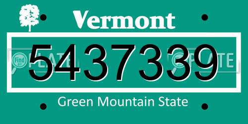 5437339 Vermont License Plate