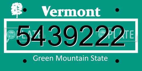 5439222 Vermont License Plate