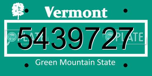 5439727 Vermont License Plate