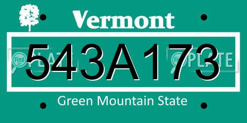 543A173 Vermont License Plate