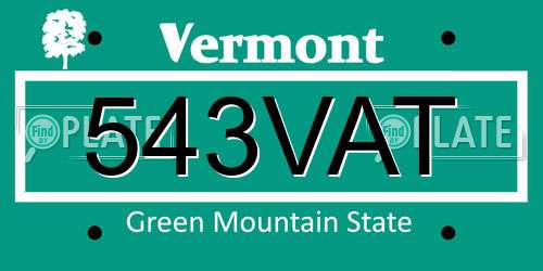 543VAT Vermont License Plate