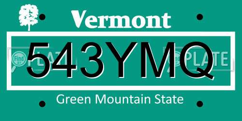 543YMQ Vermont License Plate