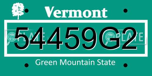 54459G2 Vermont License Plate