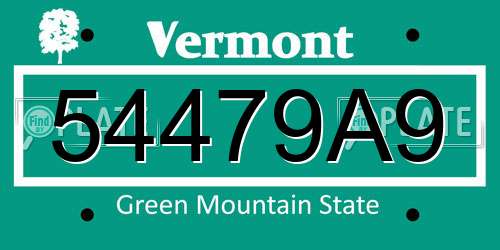 54479A9 Vermont License Plate