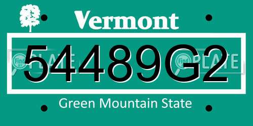 54489G2 Vermont License Plate