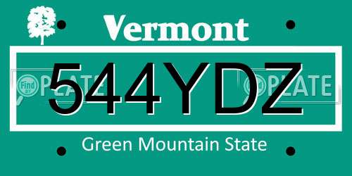 544YDZ Vermont License Plate
