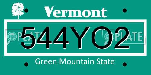 544YO2 Vermont License Plate