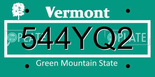 544YQ2 Vermont License Plate