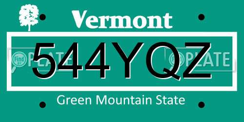 544YQZ Vermont License Plate