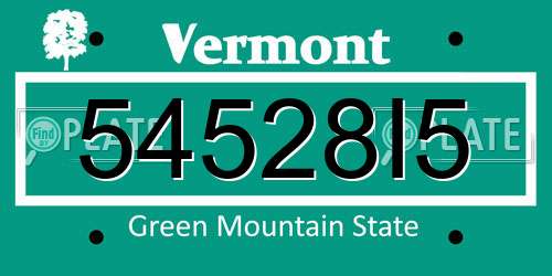 54528I5 Vermont License Plate