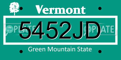 5452JD Vermont License Plate