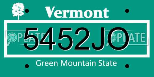 5452JO Vermont License Plate
