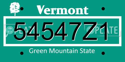 54547Z1 Vermont License Plate