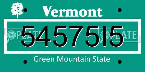 54575I5 Vermont License Plate