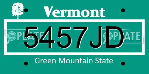 5457JD Vermont License Plate